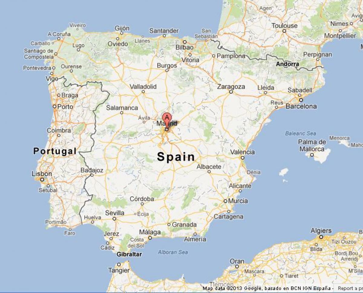 mapa de España mostrando Madrid