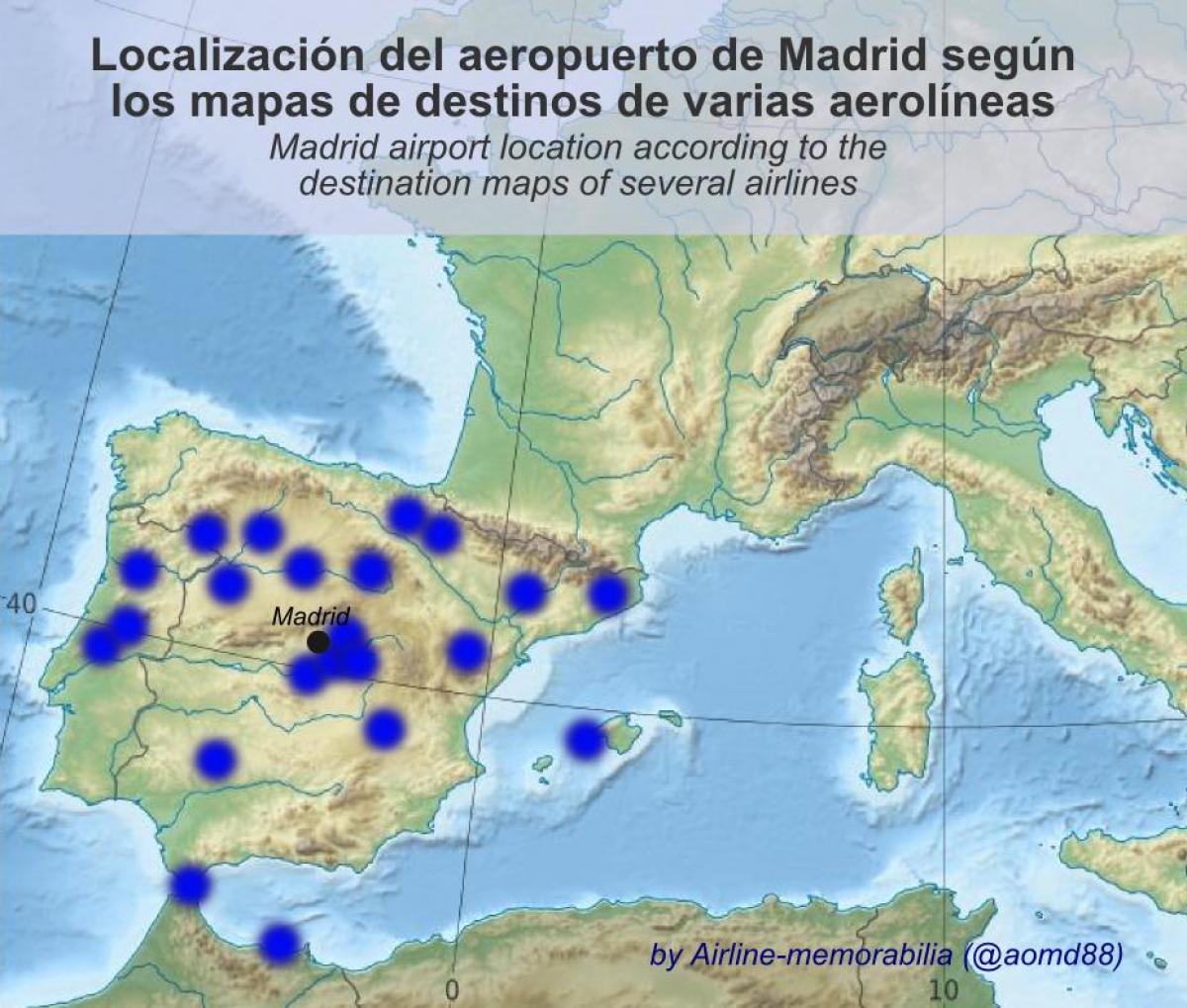 mapa de Madrid aeroporto destinos