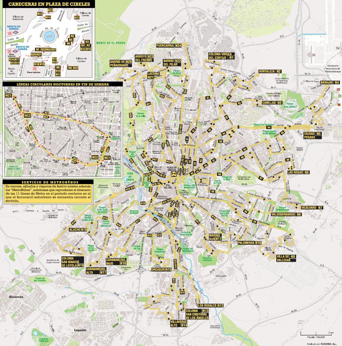 rutas de autobuses de Madrid mapa
