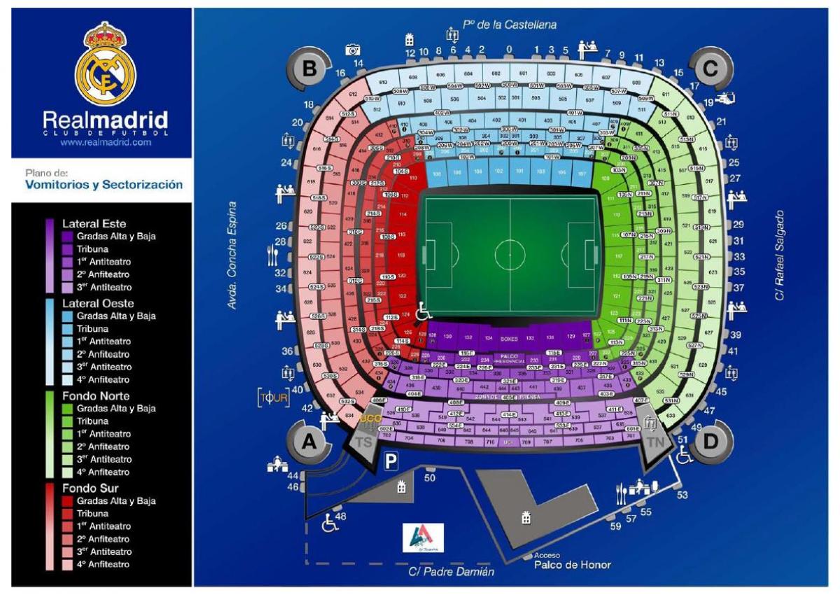 mapa do real Madrid estadio