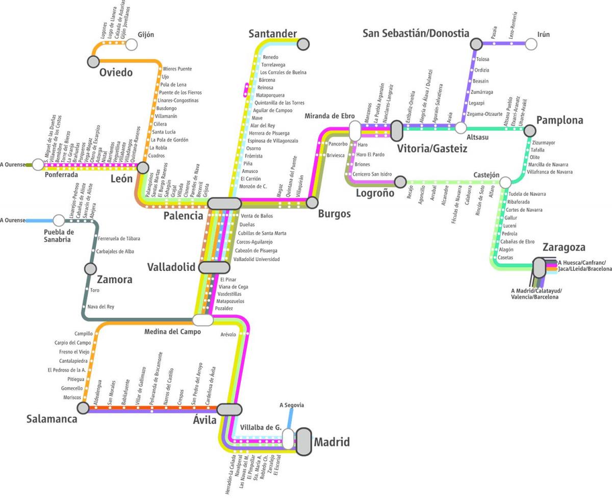 mapa de renfe tren mapa Madrid