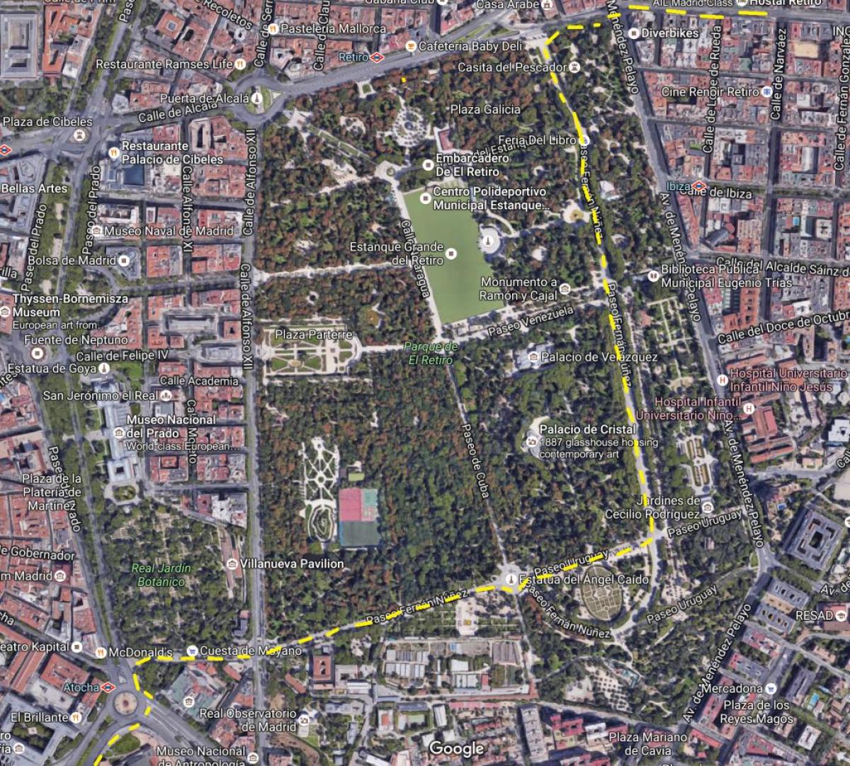 retiro parque Madrid mapa