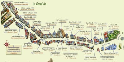 Mapa da gran vía de Madrid