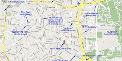 Mapa do centro de Madrid, España